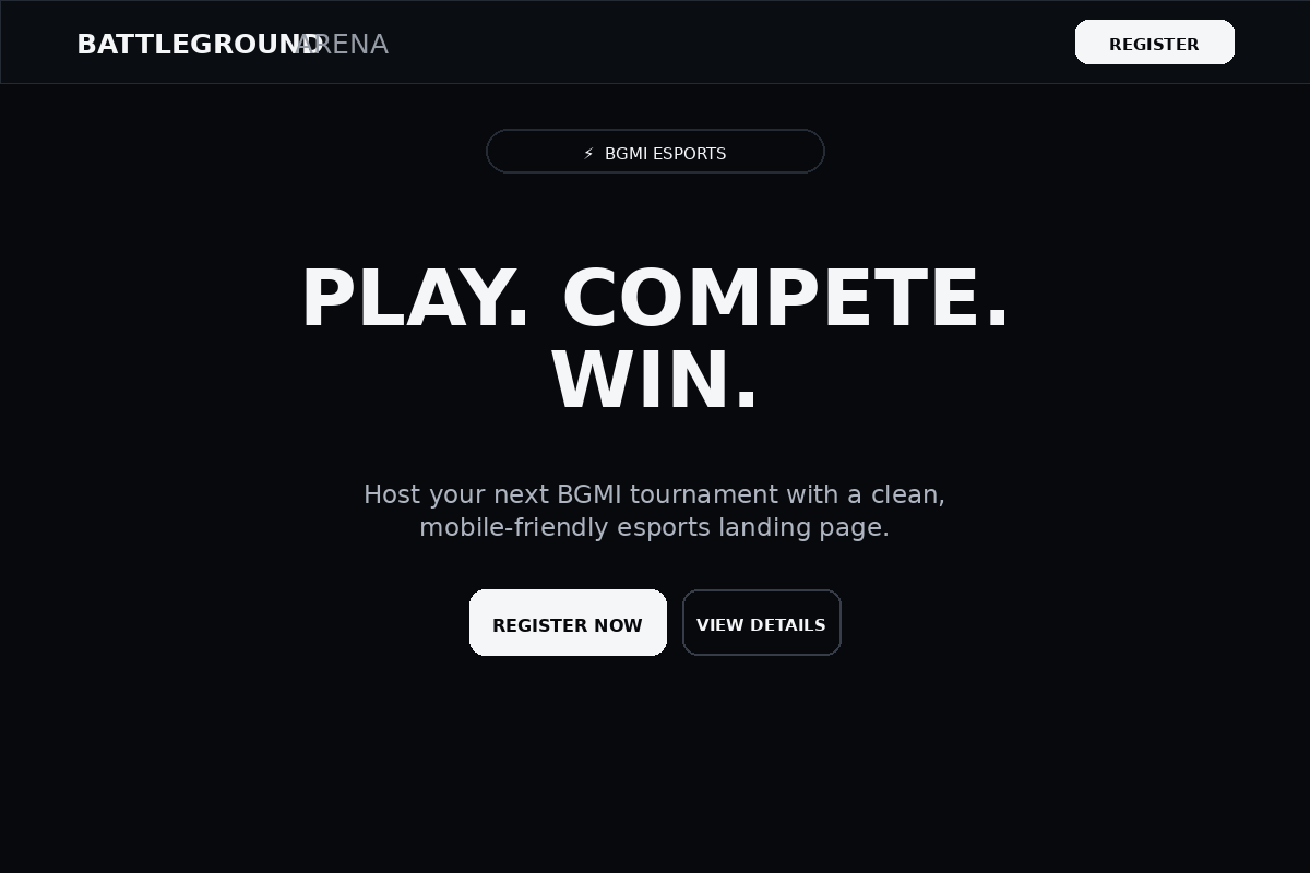 BGMI Tournament Landing Page