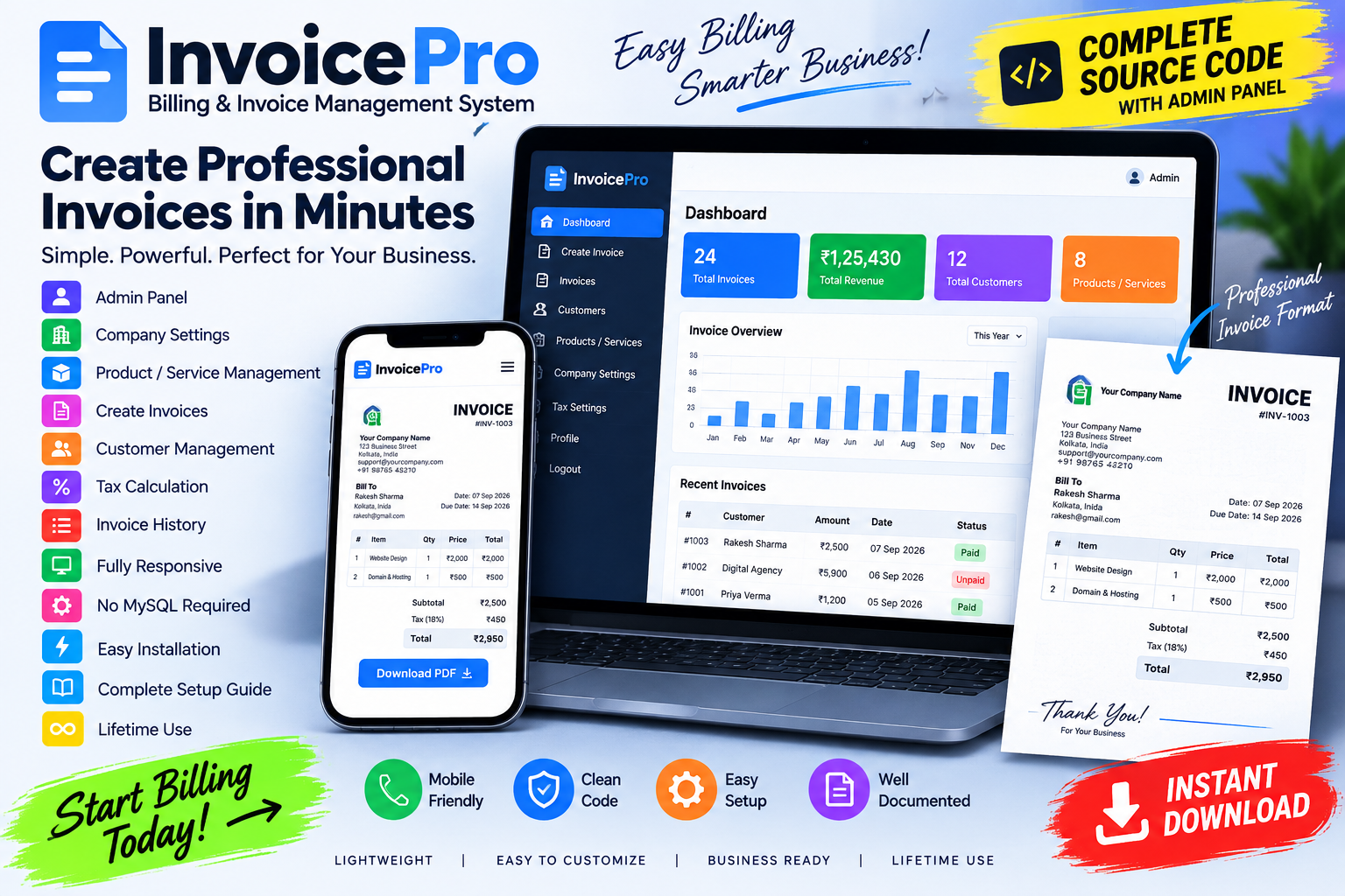 InvoicePro — Billing & Invoice Management System